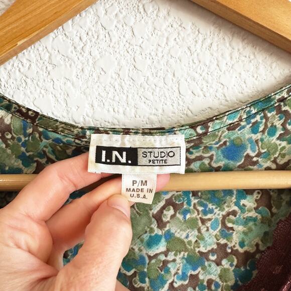 VTG Y2K In Studio Babydoll Top MP Satin/Lace Forest Fairy Grunge Goblincore Boho - Picture 2 of 5